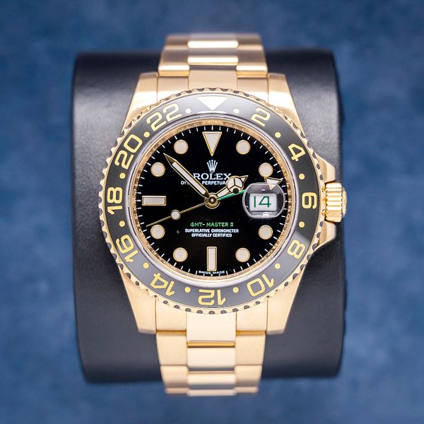 Sold - Rolex GMT Master II 40MM (116718ln) Yellow Gold Black Dial - M Serial 2008 - Watch Only