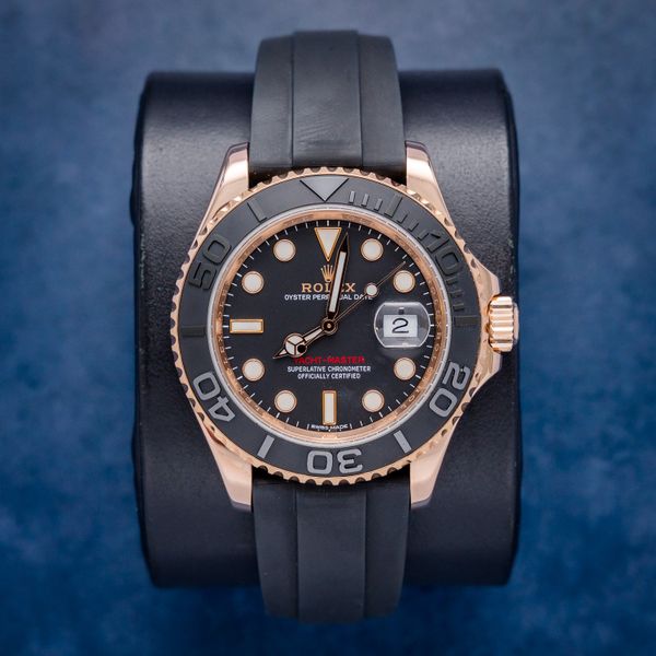 - Rolex Yacht-Master Oysterflex 40MM (116655) Rose Gold - Black Rubber Strap - Watch, Card+WT (sw785)