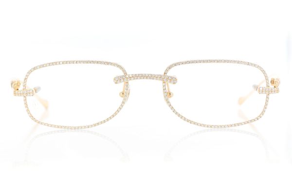 Cartier Glasses Iced Out Diamond Rims - 2.90ctw - Yellow Gold