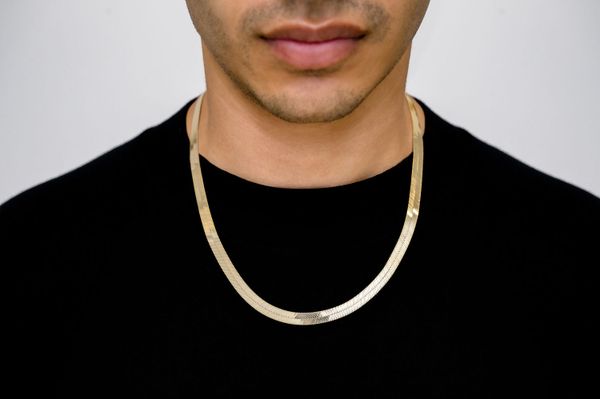 Icebox - 6.5MM Herringbone 14k Solid Gold Chain 20in