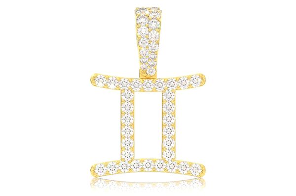 Gemini Zodiac Diamond Pendant 14k Solid Gold 0.75ctw