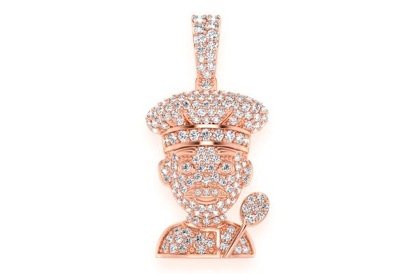 Chef Diamond Pendant 14k Solid Gold 0.85ctw