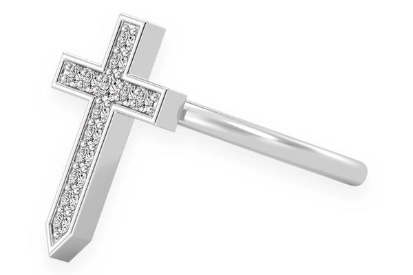 Cross Point Diamond Ring 14k Solid Gold 0.10ctw