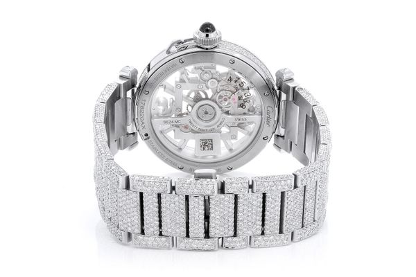 Cartier Pasha De Cartier Skeleton Steel - 25.00ctw Fully Iced Out