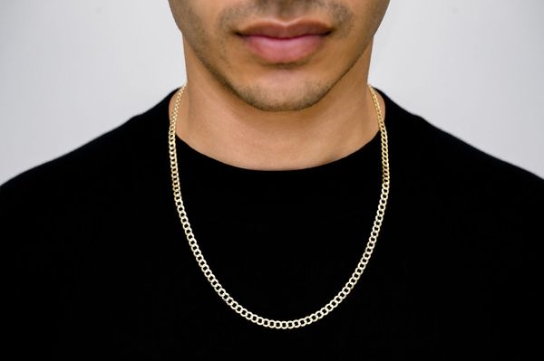 Icebox - 4.5MM Flat Curb Link 14k Solid Gold Chain