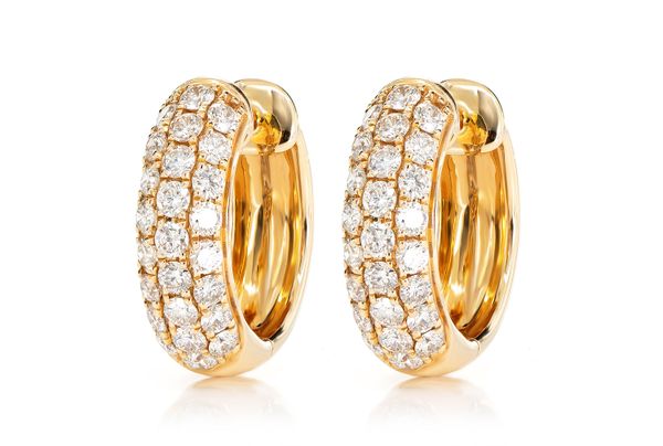 Three Row Bubbly Hoop Diamond Earrings 14k Solid Gold 1.25ctw