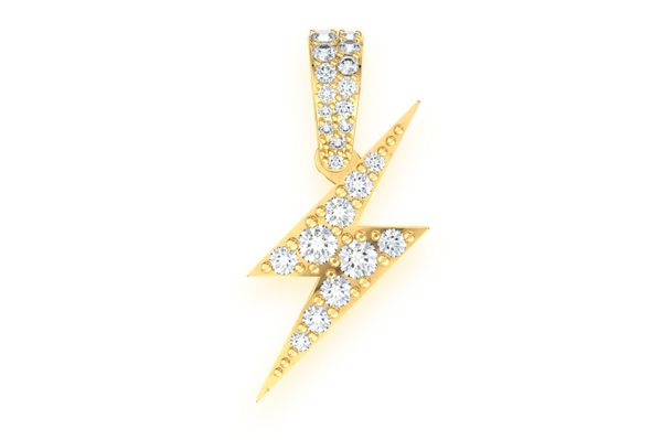 Lightning Bolt Diamond Pendant 14k Solid Gold 0.50ctw