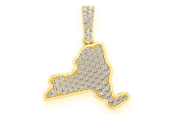  New York State Diamond Pendant 14k Solid Gold 0.33ctw