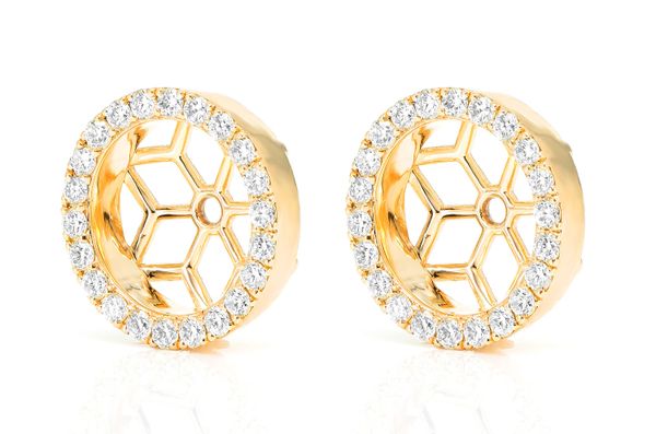 Flower & Mosaic Halo Diamond Earring Jacket 14k Solid Gold 0.50ctw