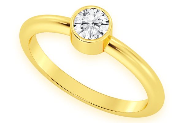 Solitaire Bezel Set Diamond Ring 14k Solid Gold 0.25ctw