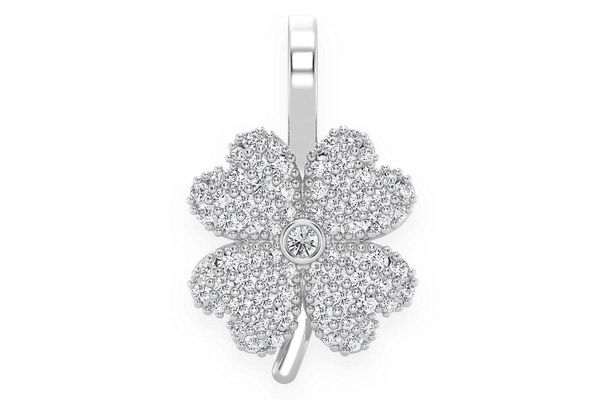 Four Leaf Clover Diamond Pendant 14k Solid Gold 0.35ctw