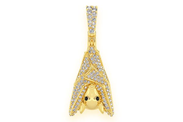 Hanging Bat Diamond Pendant 14k Solid Gold 0.75ctw