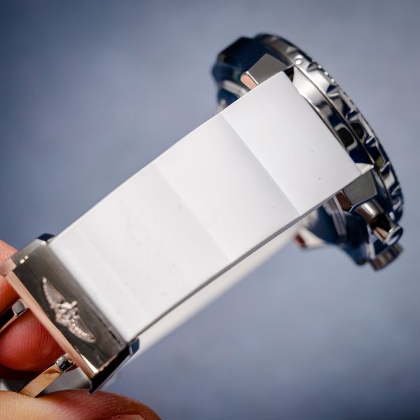 Breitling Bentley 44MM (a13363) White Rubber Strap - Deployant Buckle - Watch & Cosc Paper (sw786)