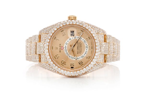 Rolex Sky Dweller 42MM 18k Yellow Gold (326938) - Fully Iced Out