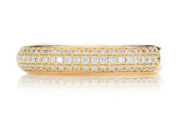 Three Row Bubbly Diamond Band Ring 14k Solid Gold 0.33ctw 