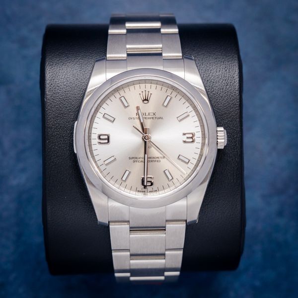 Rolex Oyster Perpetual 34MM (114200) - Steel - Silver Arabic Numerals Dial - 2018 Card & Box - Sw1171