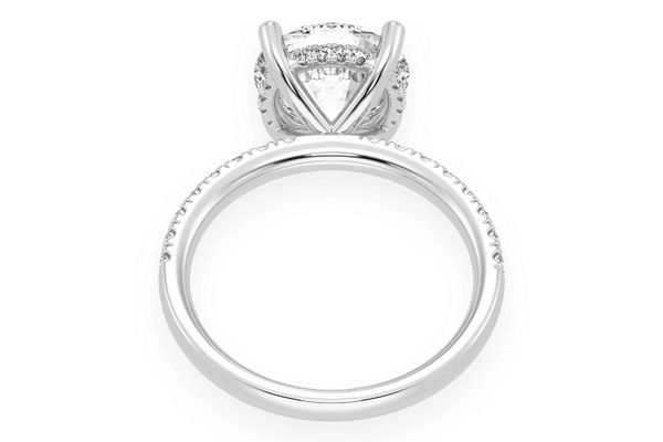 Thinn - 3.00ct Round Solitaire - One Row Under Halo - Diamond Engagement Ring - All Natural Vs Diamonds