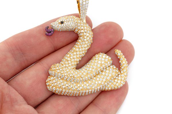 Snake Scales Diamond Pendant 14k Solid Gold 6.00ctw