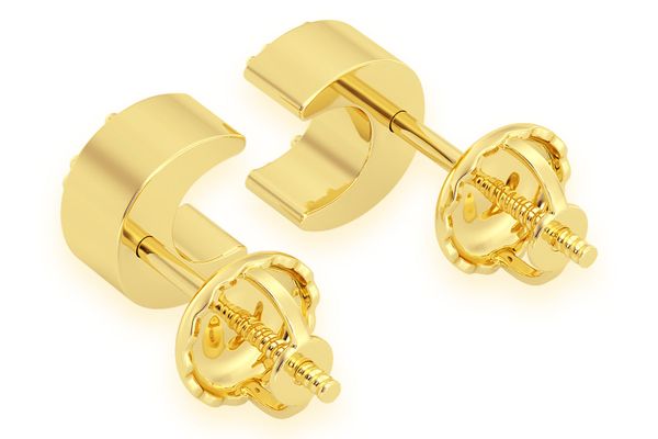 Moon Stud Diamond Earrings 14k Solid Gold 0.05ctw