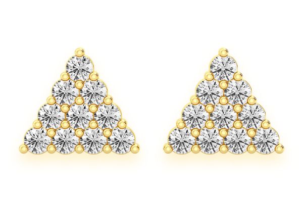 Triangle Stacked Stud Diamond Earrings 14k Solid Gold 0.15ctw