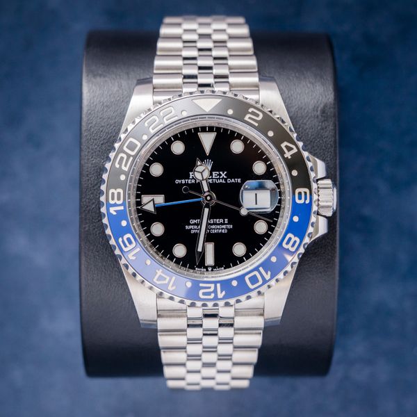 Rolex "Batgirl" GMT Master II (126710BLNR) Steel Black & Blue Ceramic - Jubilee Brac - Watch & Box