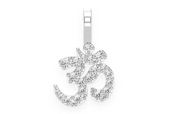 Om Symbol Diamond Pendant 14k Solid Gold 0.33ctw