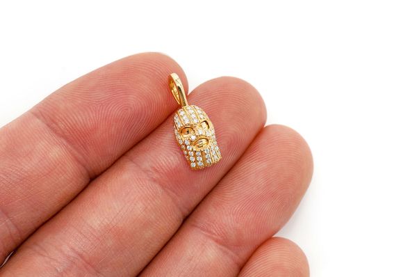 Ski Mask Diamond Pendant 14k Solid Gold 0.25ctw