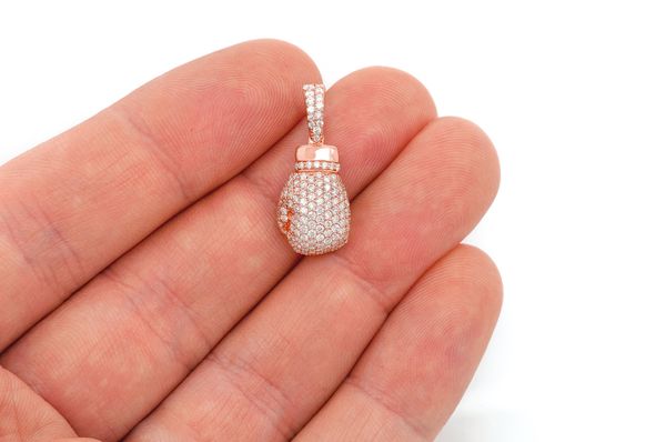 Icebox - Boxing Glove Diamond Pendant 14k Solid Gold 3.50ctw
