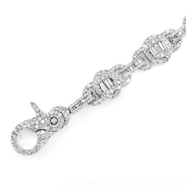 Oval Frame Baguette And Round Diamond Bracelet Solid Gold 9.00ctw