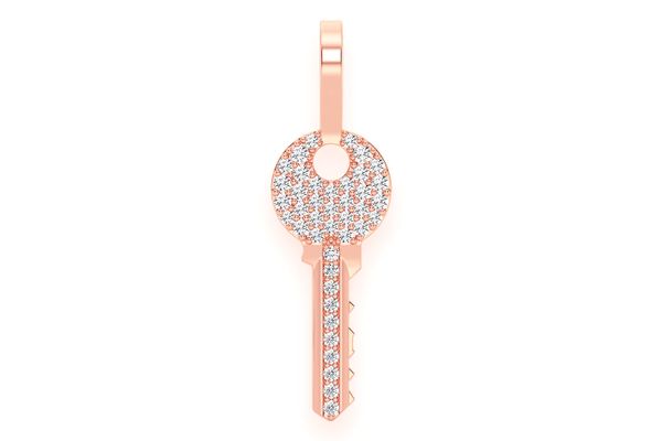 Key Diamond Pendant 14k Solid Gold 0.15ctw