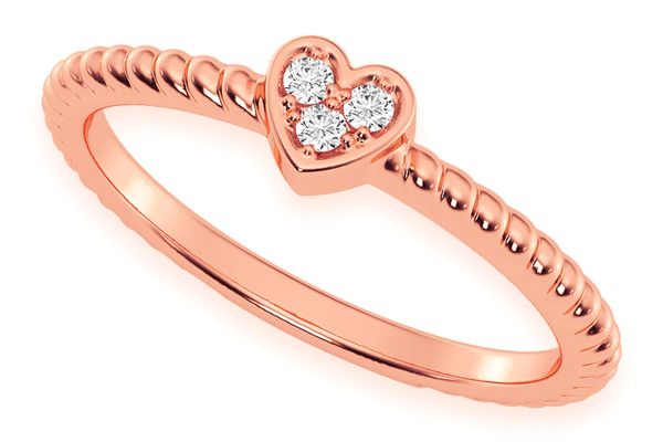 Heart Rope Diamond Ring 14k Solid Gold 0.05ctw