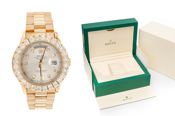 Rolex Day Date 36MM 18k Yellow Gold (18038) - 5.50ctw Diamond Bezel