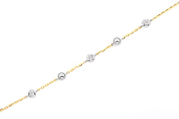 Bead & Bezel Diamond Bracelet 14k Solid Gold 0.05ctw