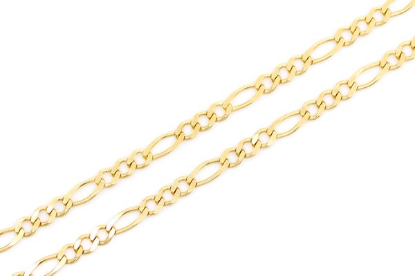 2.5MM Figaro Link 14k Solid Gold Chain