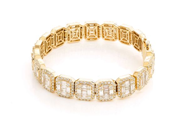 Icebox - Baguette Raised Rectangular Link Bracelet 14k 19.00ctw
