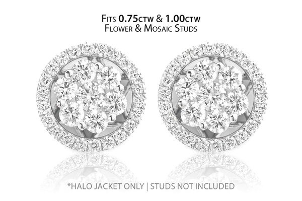 Flower & Mosaic Halo Diamond Earring Jacket 14k Solid Gold 0.50ctw