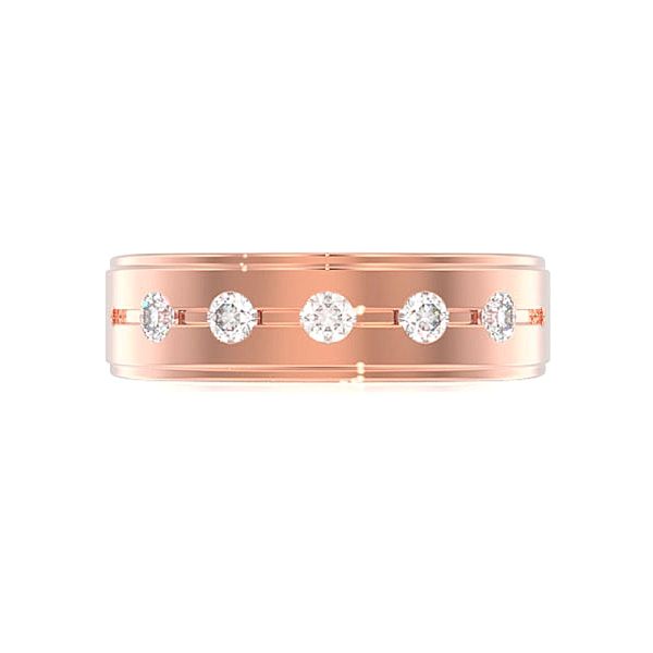 5 Stone Gypsy Set Diamond Band 14k Solid Gold 0.50ctw