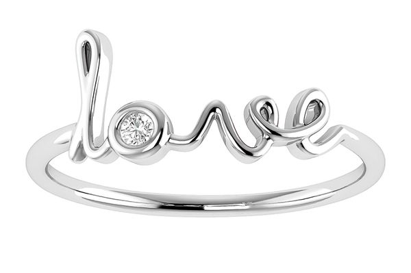 Love Script Diamond Ring 14k Solid Gold 0.03ctw