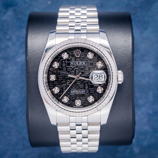 Rolex Datejust 36MM (116234) - Steel & White Gold - Jubilee - Black Jub Diamond Dial - Steel - 2008 Card & Box - (SW1133)