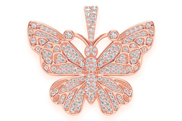 Butterfly Diamond Pendant 14k Solid Gold 1.00ctw