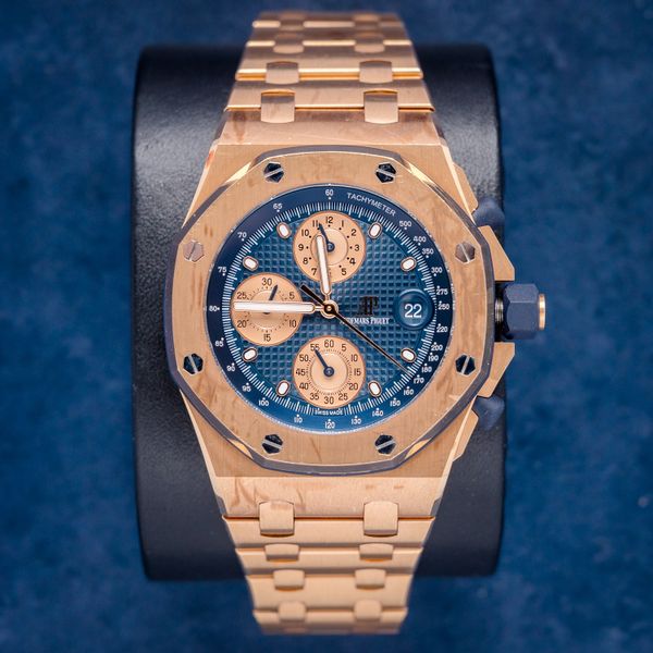 - Audemars Piguet Royal Oak Offshore 42MM (26238or.OO.2000or.01) "Brick" - Rose Gold - Blue Dial - 2024 Card, Box, Extra Strap - (sw899)
