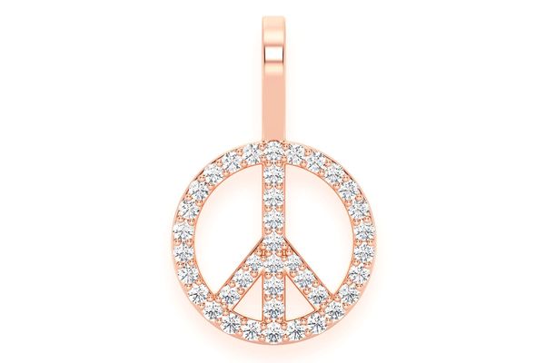 Peace Sign Diamond Pendant 14k Solid Gold .25ctw