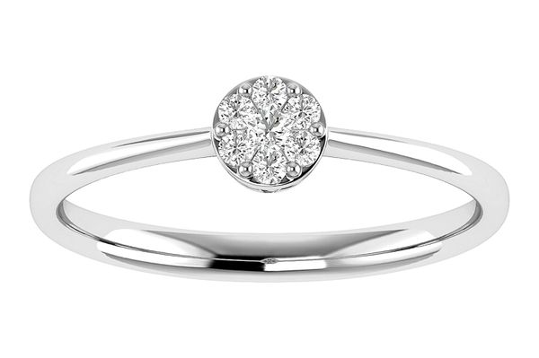 Round Cluster Diamond Ring 14k Solid Gold 0.10ctw