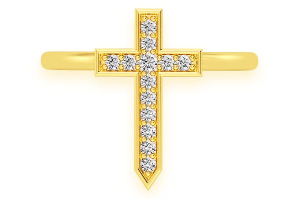 Cross Point Diamond Ring 14k Solid Gold 0.10ctw