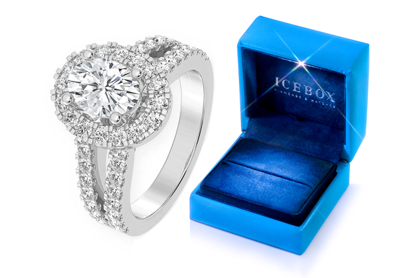 Sphinx - 1.00ct Oval Solitaire - Halo Split Shank - Diamond Engagement Ring - All Natural Vs Diamonds