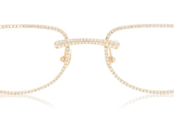 Cartier Glasses Iced Out Diamond Rims - 2.90ctw - Yellow Gold