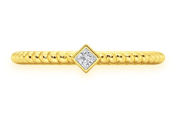 Princess Bezel Rope Diamond Ring 14k Solid Gold 0.05ctw