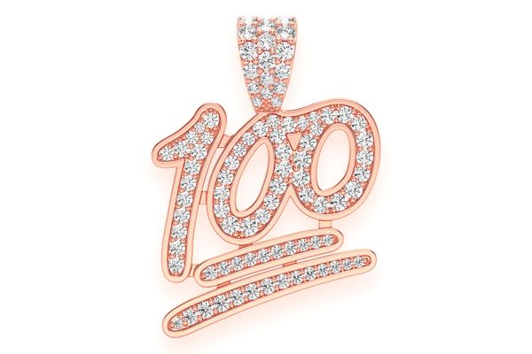 100 Emoji Diamond Pendant 14k Solid Gold 0.75ctw