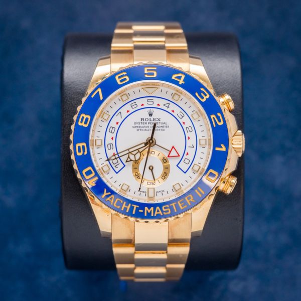 Sold - Rolex Yachtmaster II 44MM (116688) - Yellow Gold - Blue Ceramic - 2021 Card+WT & Box