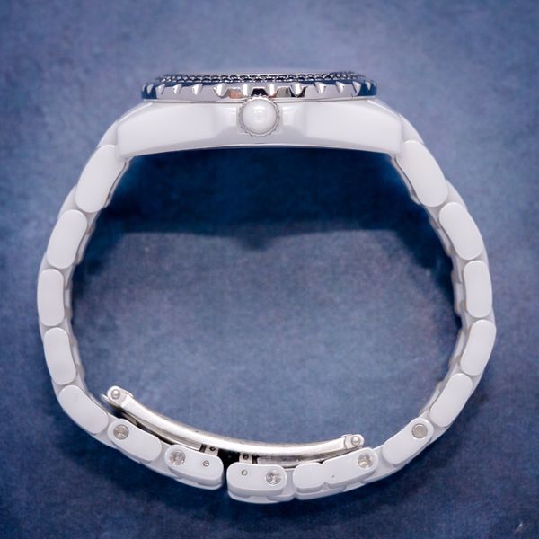 Chanel J12 - White Ceramic - Black Diamond Bezel - Watch Only (sw912)